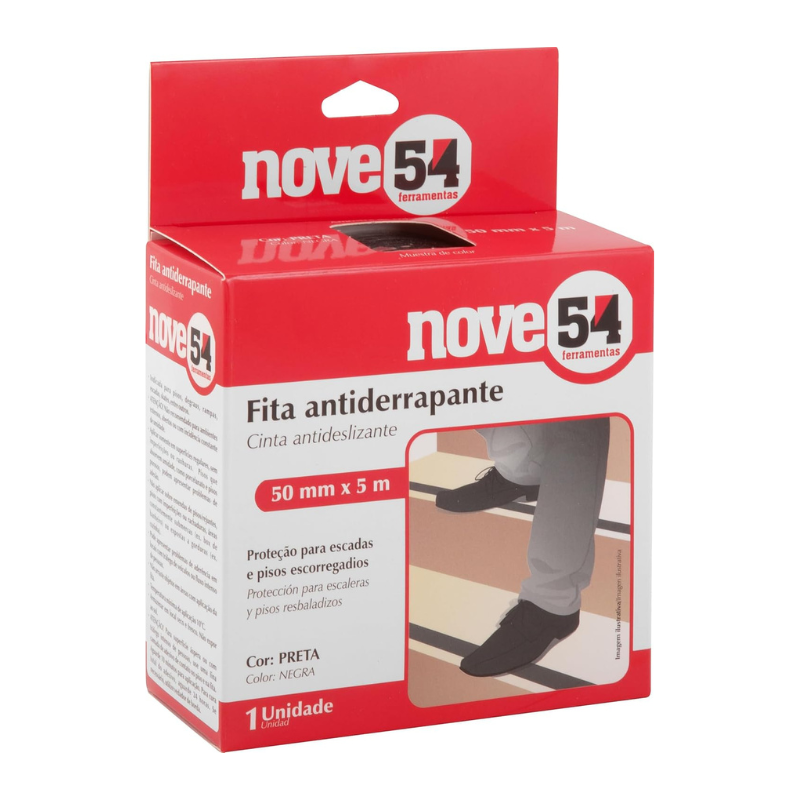 Fita Antiderrapante 50mm x 5m Preta Nove54