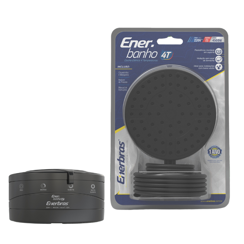Ducha Enerbanho 4Temperaturas 220v Enerbras Preto