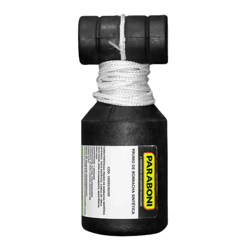 Prumo De Borracha Sintética Nivelamento Paraboni Corda De 180cm Preto